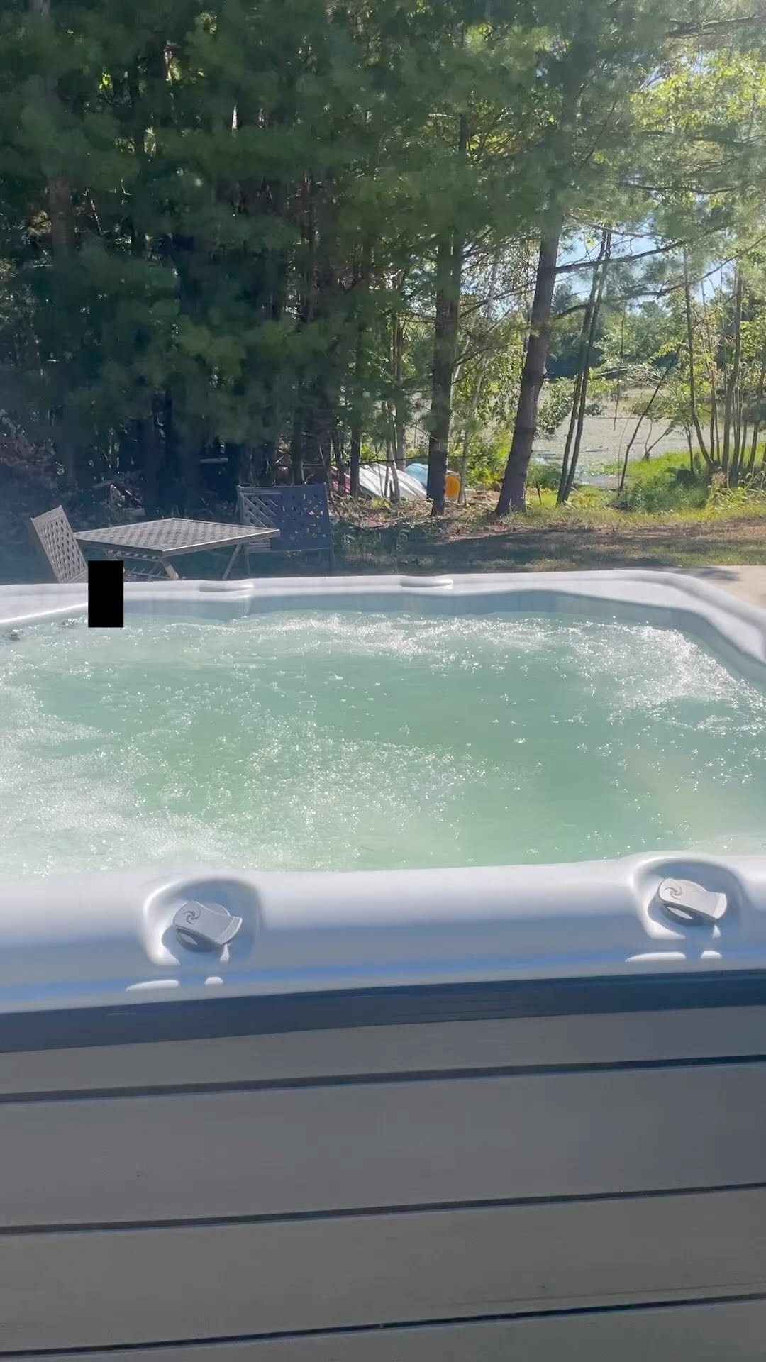 Hot tub in the woods