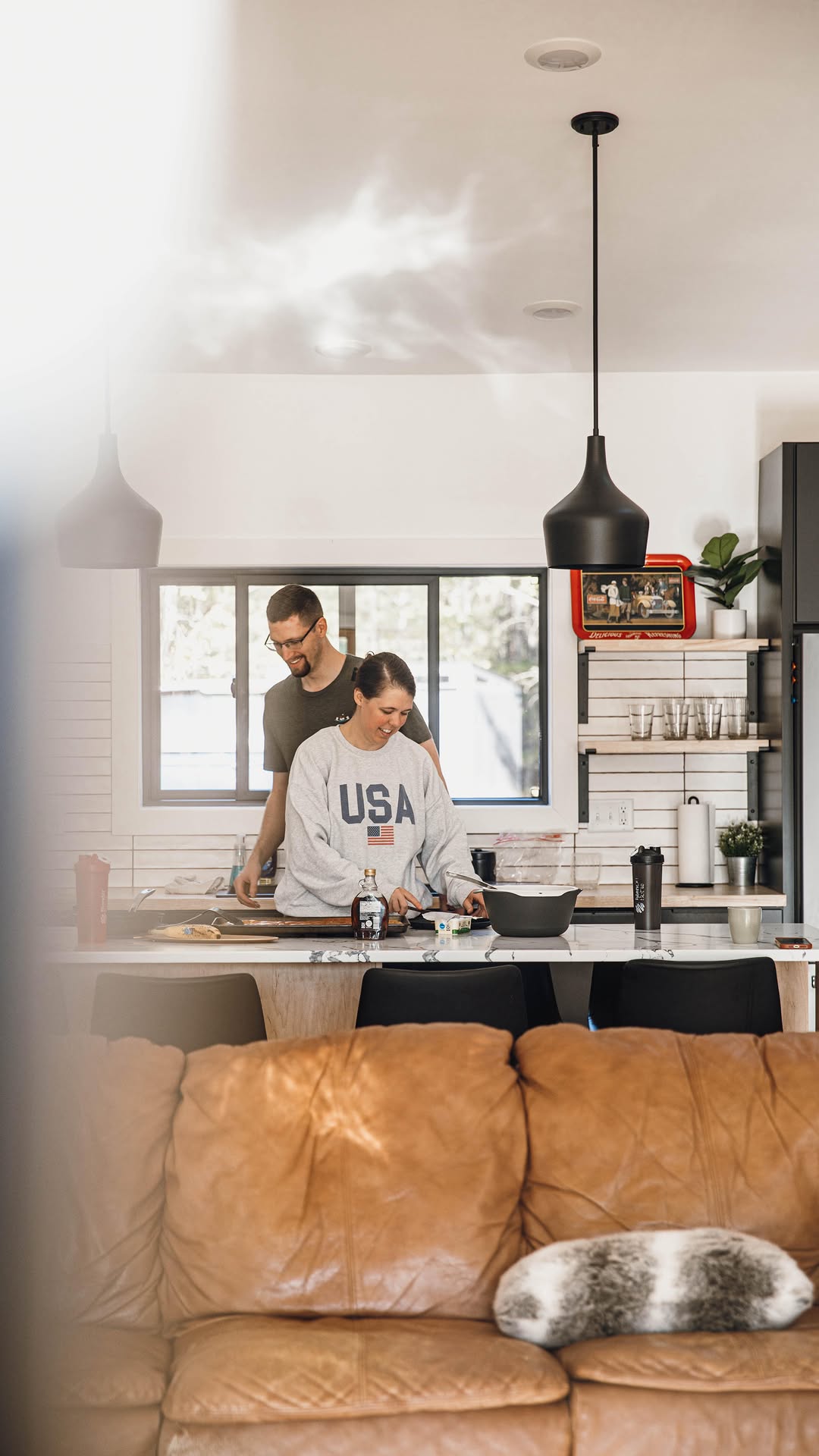 Cooking together in the kitchen